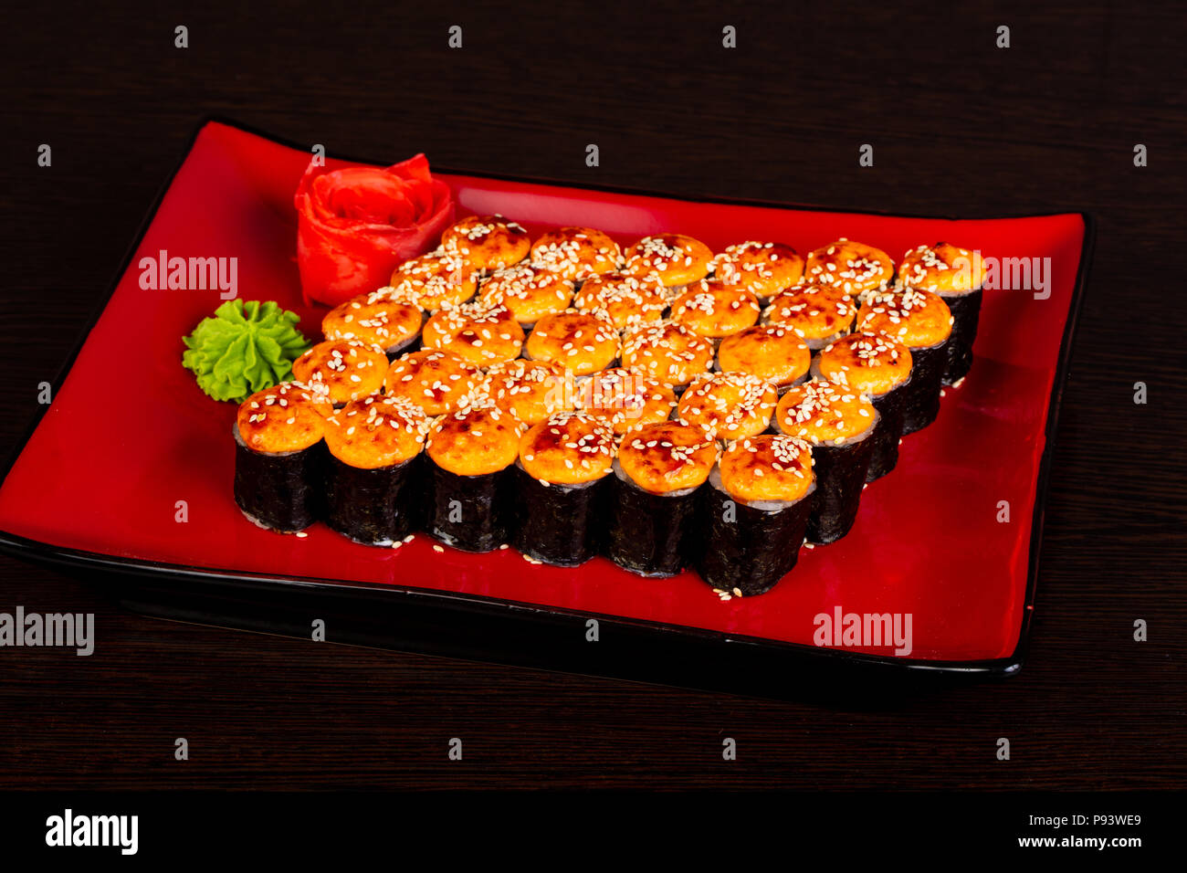 Japanese traditional roll and sushi set Stock Photo Alamy