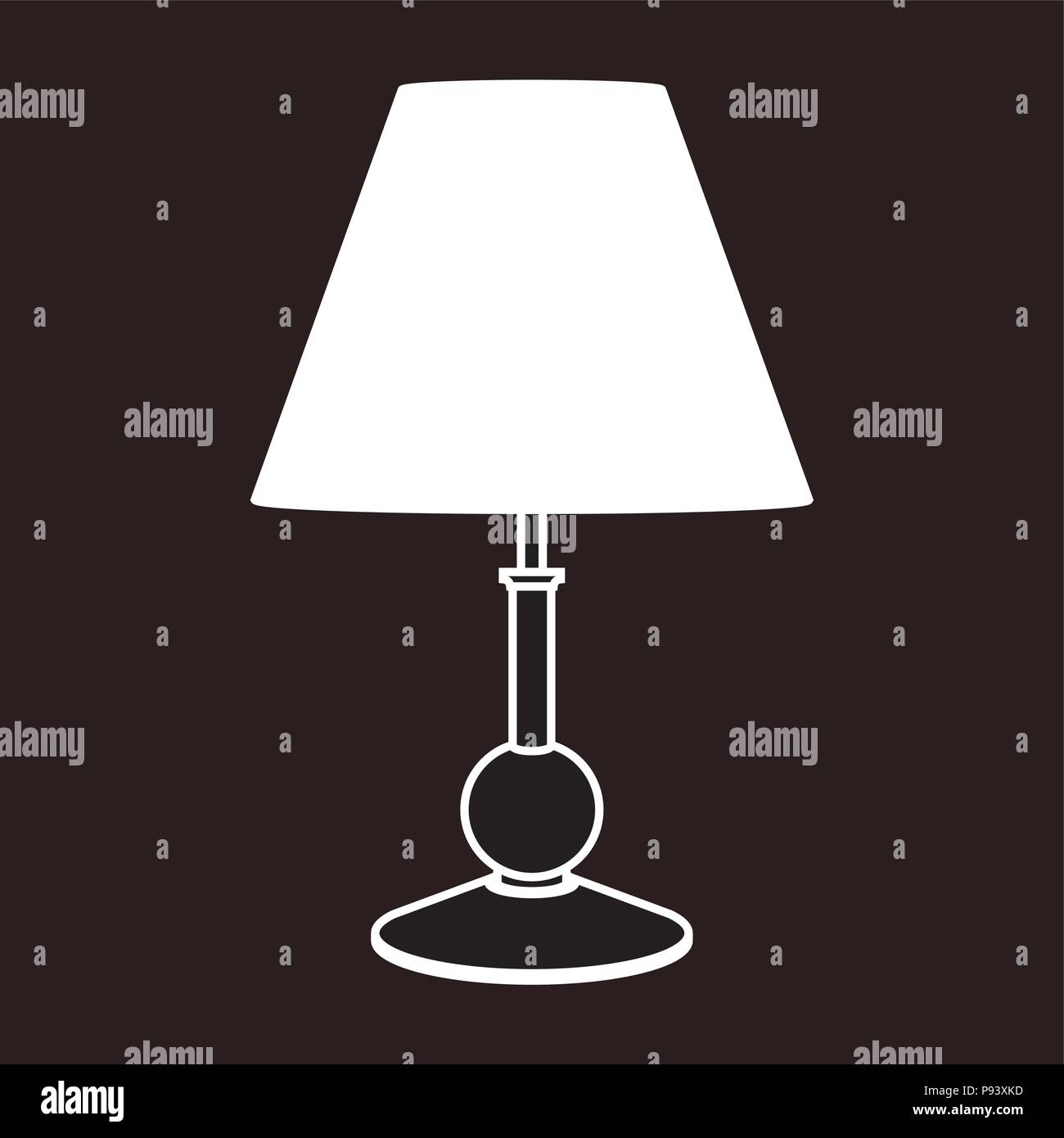 Wood table lamp on dark backgrounds. Vector flat Stock Vector