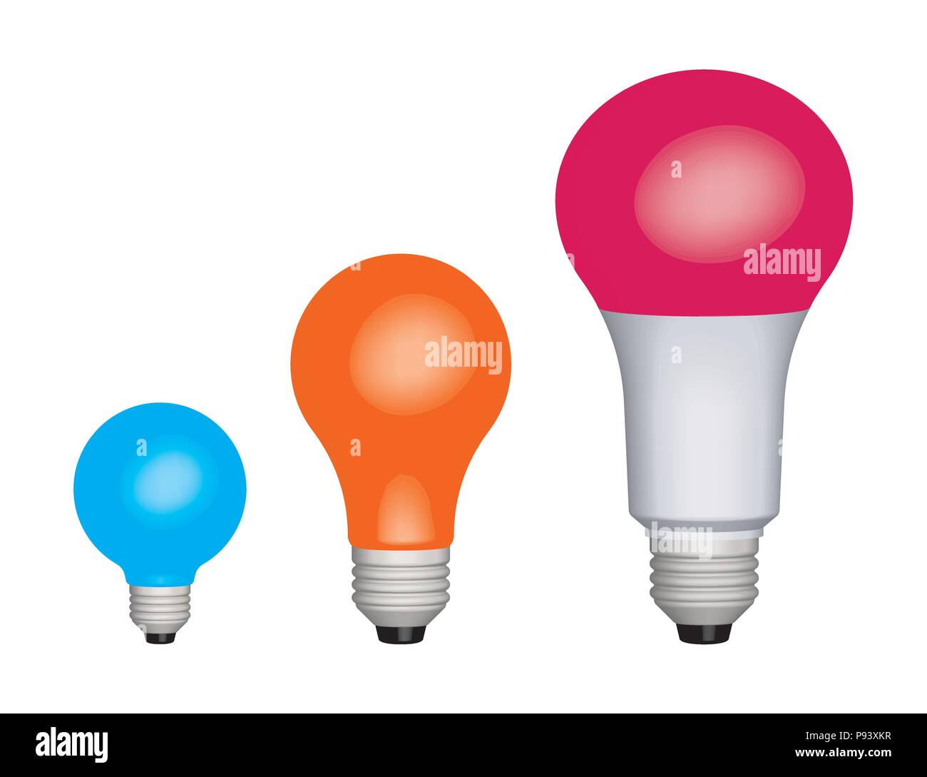 Bulbs with different sizes. Vector 3D effect Stock Vector