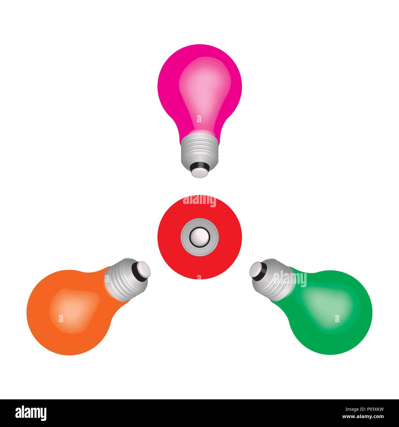 Bulb with different angles of view. Vector 3D effect Stock Vector