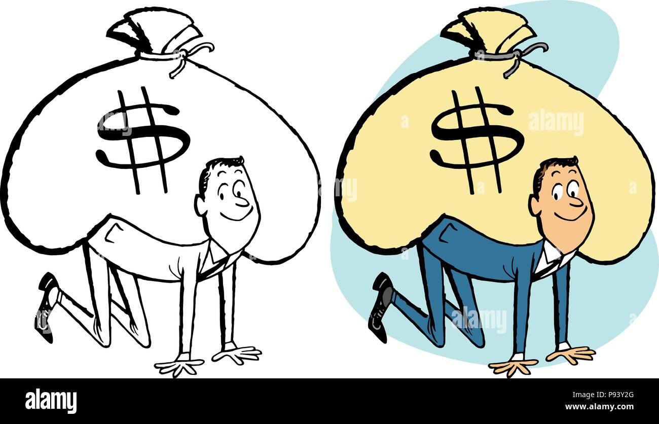 A man supports a giant bag of cash on his back Stock Vector Image & Art ...