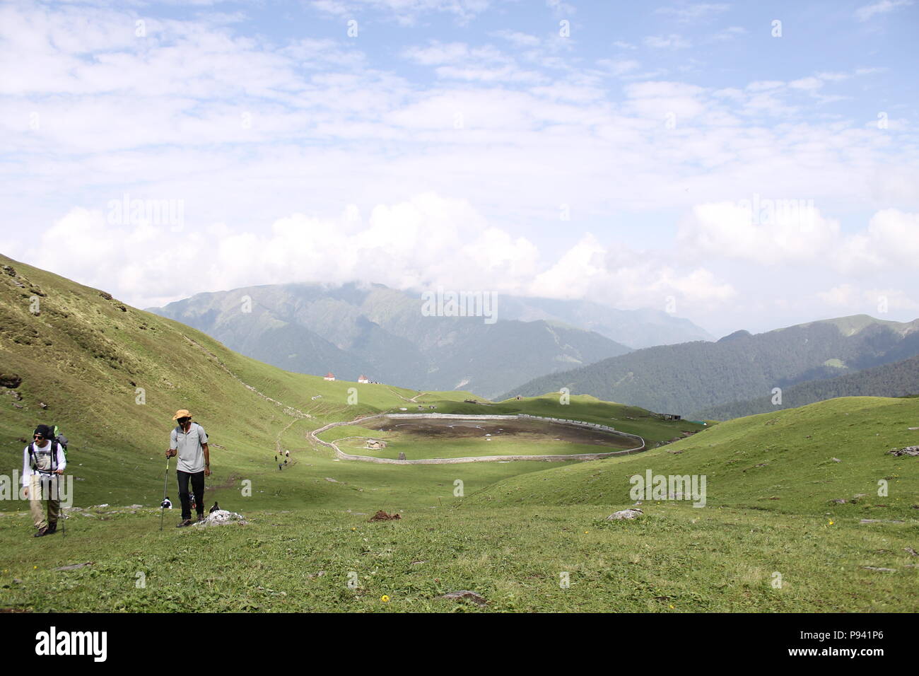 Roopkund trekking through Himalayan mountains Stock Photo