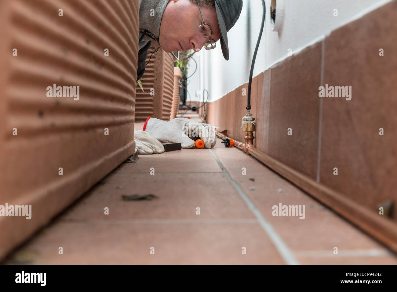 Drip irrigation system. Phase of construction of micro irrigation