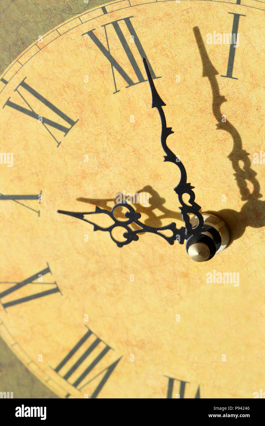 Nice background with closeup of old yellow clock dial Stock Photo Alamy