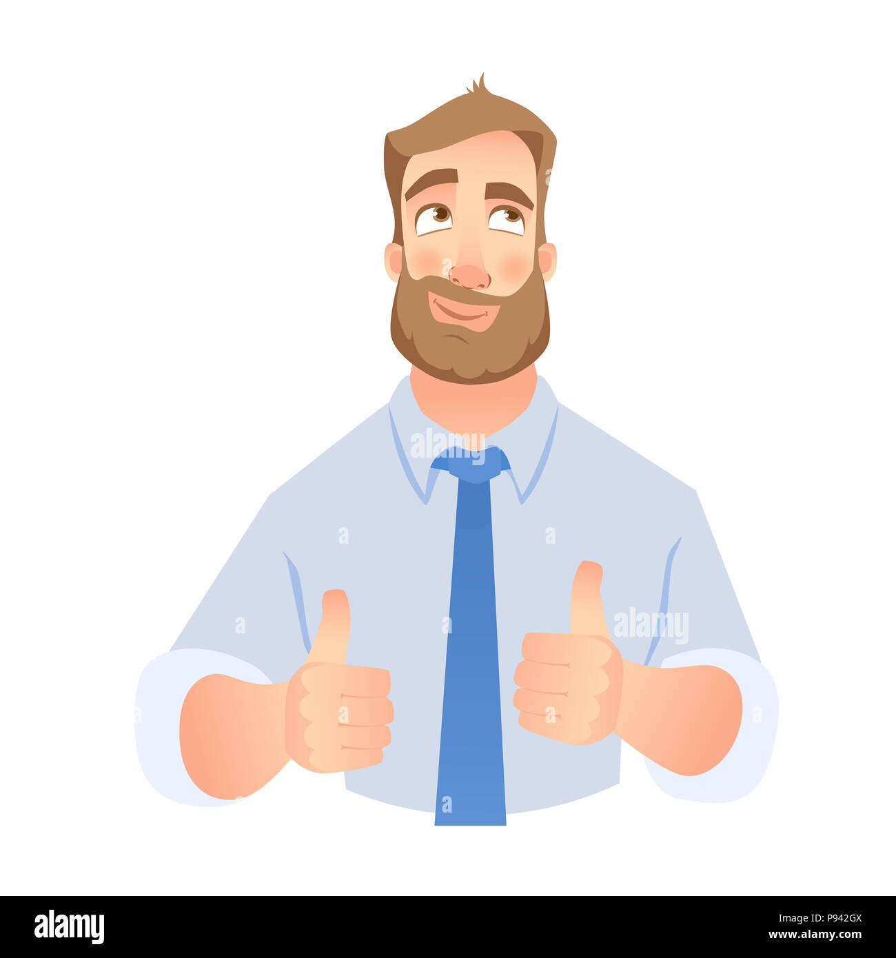 Face of man with beard. Avatar icon illustration. Businessman show thumb up  Stock Photo - Alamy