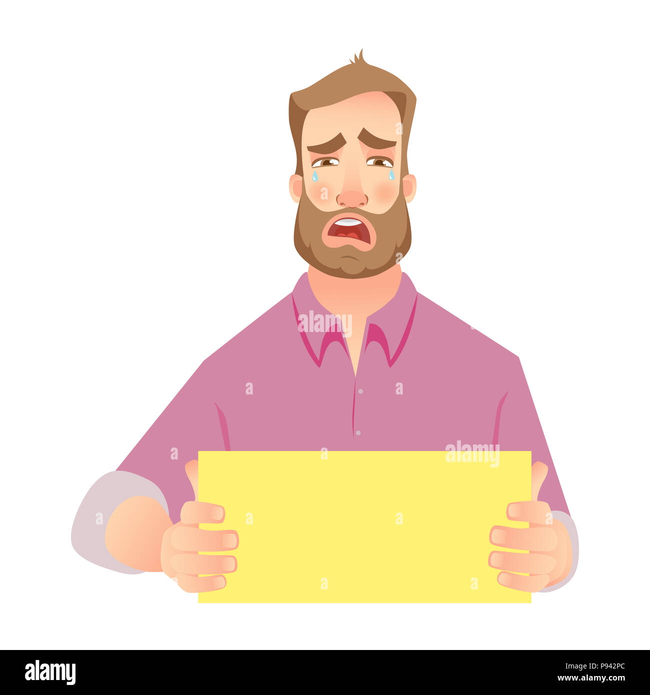 Man holding blank paper. Man showing empty paper Stock Photo - Alamy