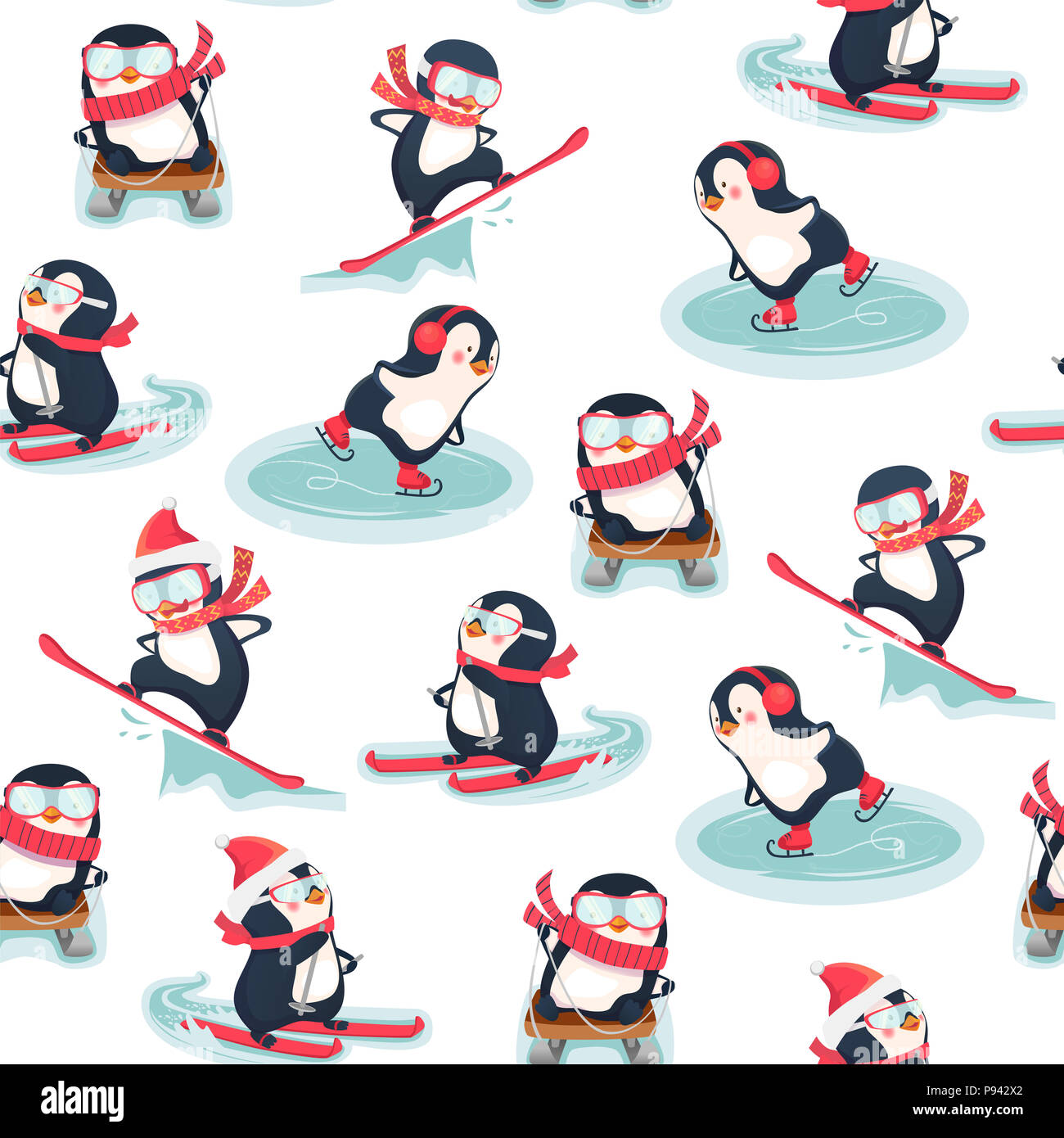 Seamless pattern with penguins. Cute penguin cartoon illustration ...