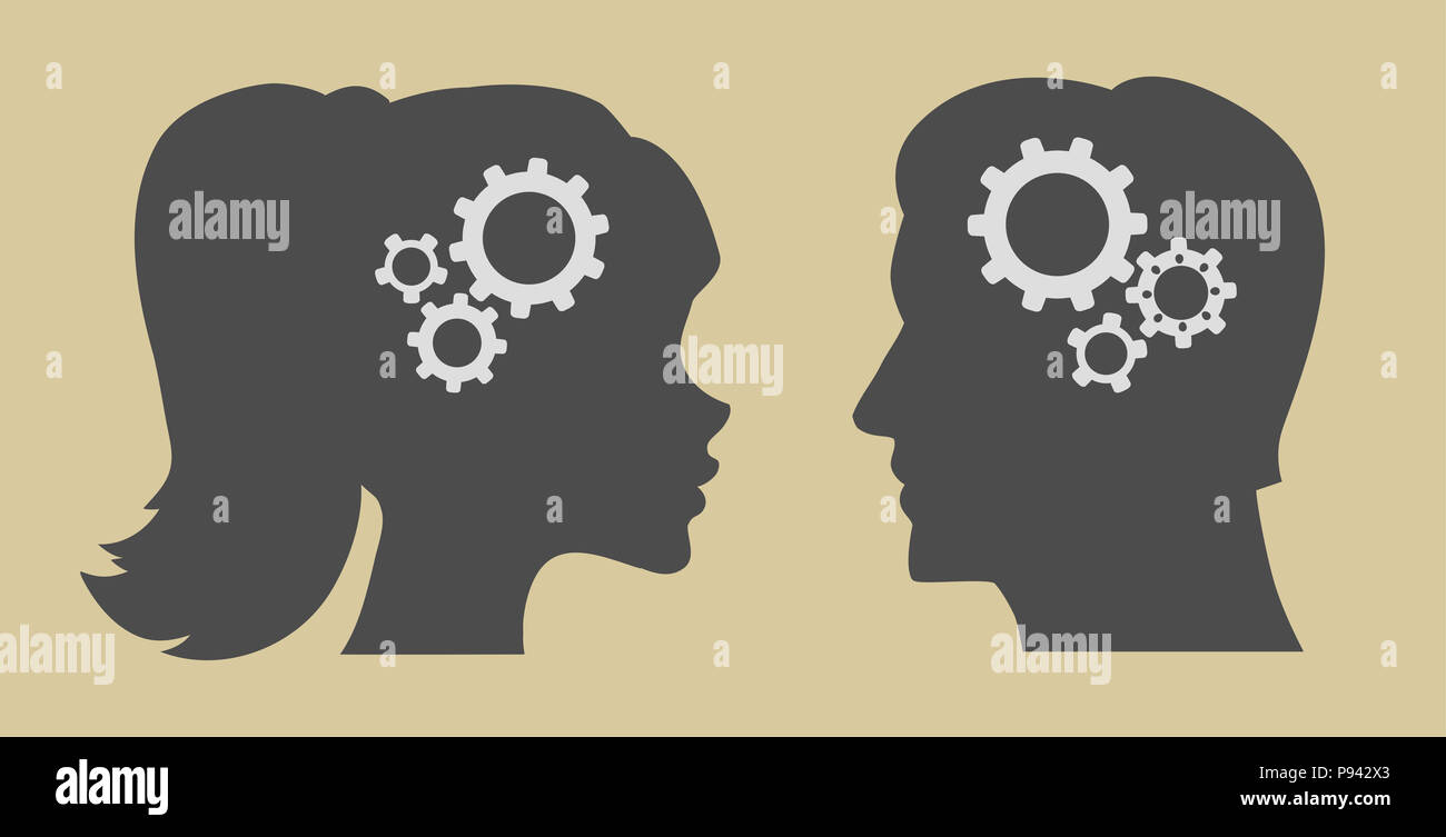 Man and woman icon. Man and woman faces profiles Stock Photo - Alamy