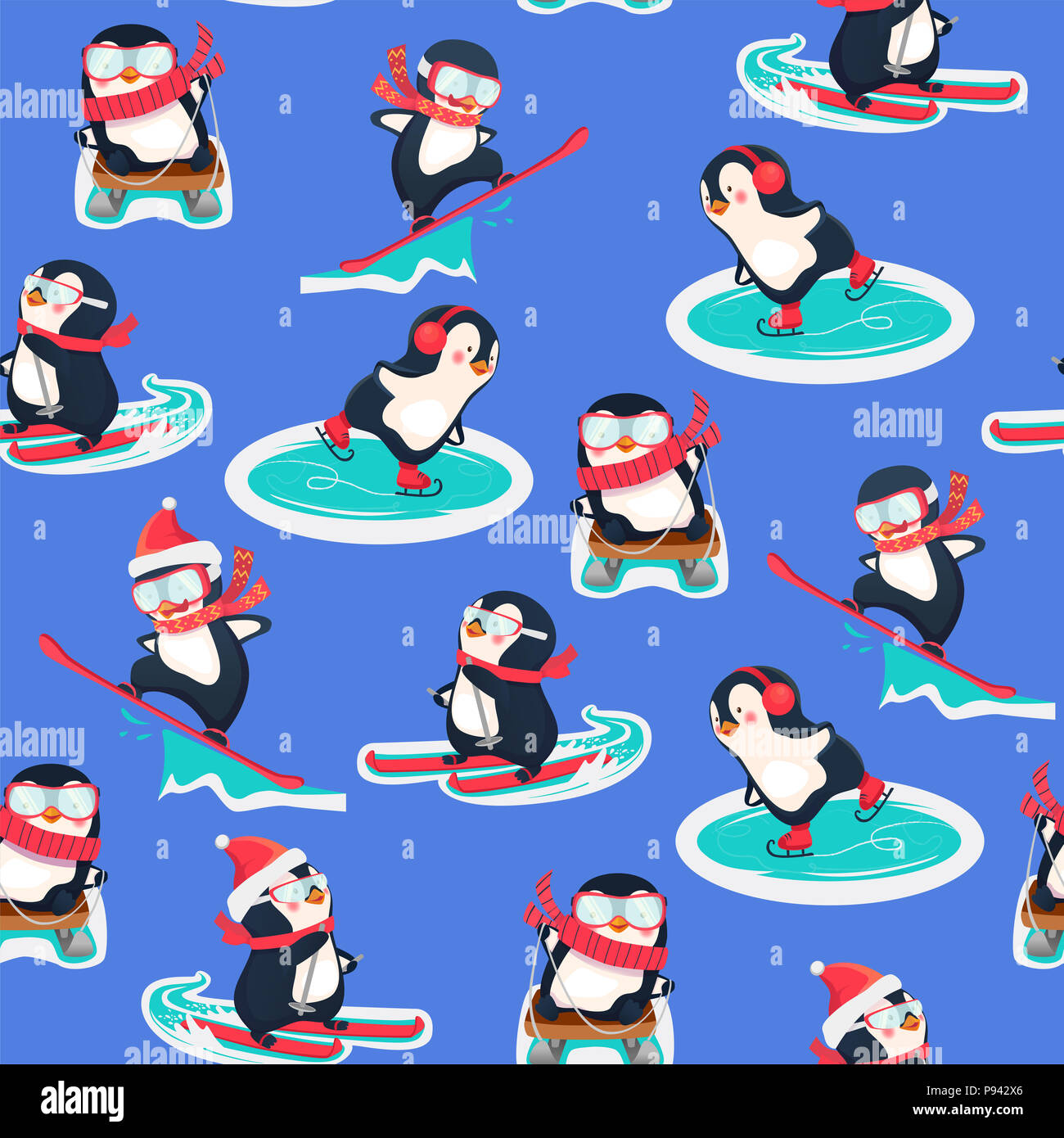 Seamless pattern with penguins. Cute penguin cartoon illustration ...