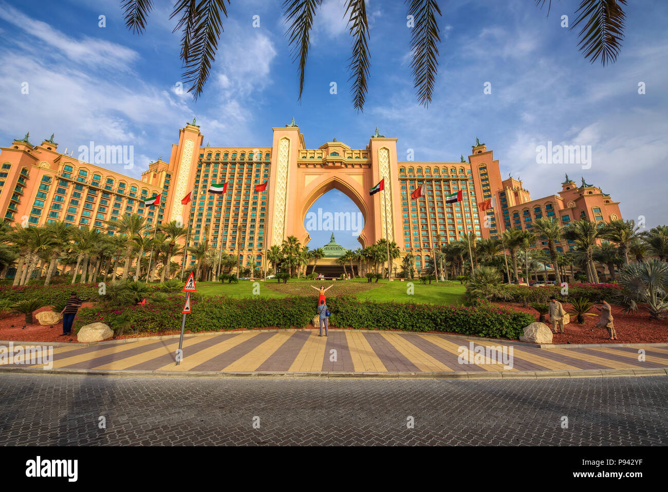 Atlantis, The Palm hotel located at the apex of the Palm Jumeira Stock Photo