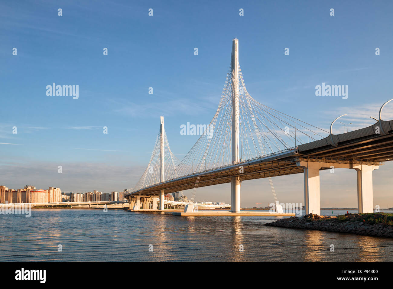 Western highspeed diameter and cablestayed bridge across the Petrovsky fairway, St. Petersburg