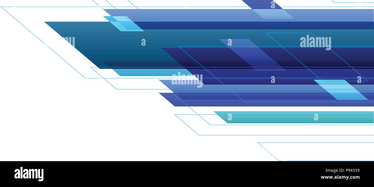 Blue Tone Abstract Square Technology White Background. Vector Illustration. Stock Vector