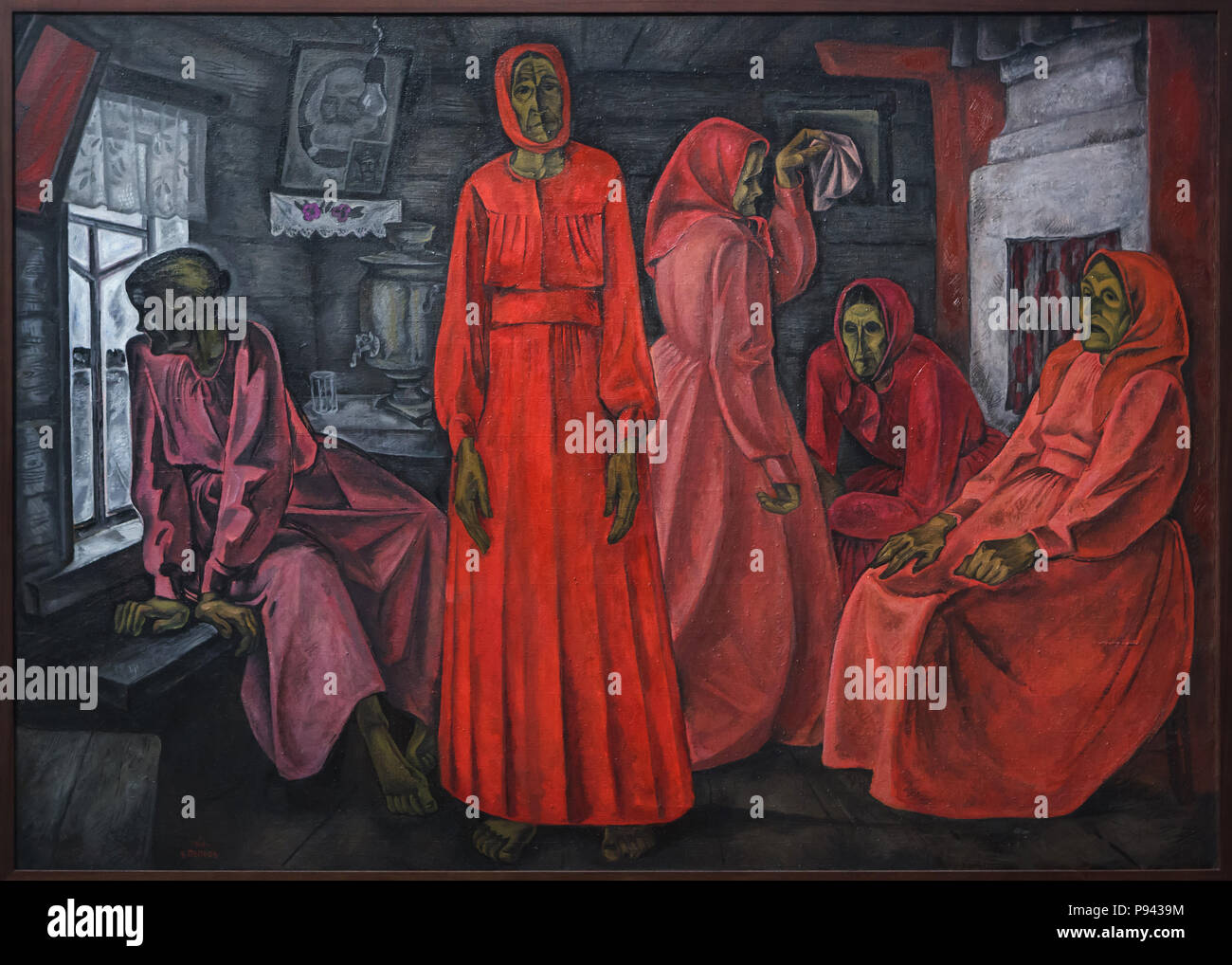 Painting 'Memories. Widows' (1966) by Russian painter Viktor Popkov on display in the Tretyakov Galley in Moscow, Russia. Stock Photo