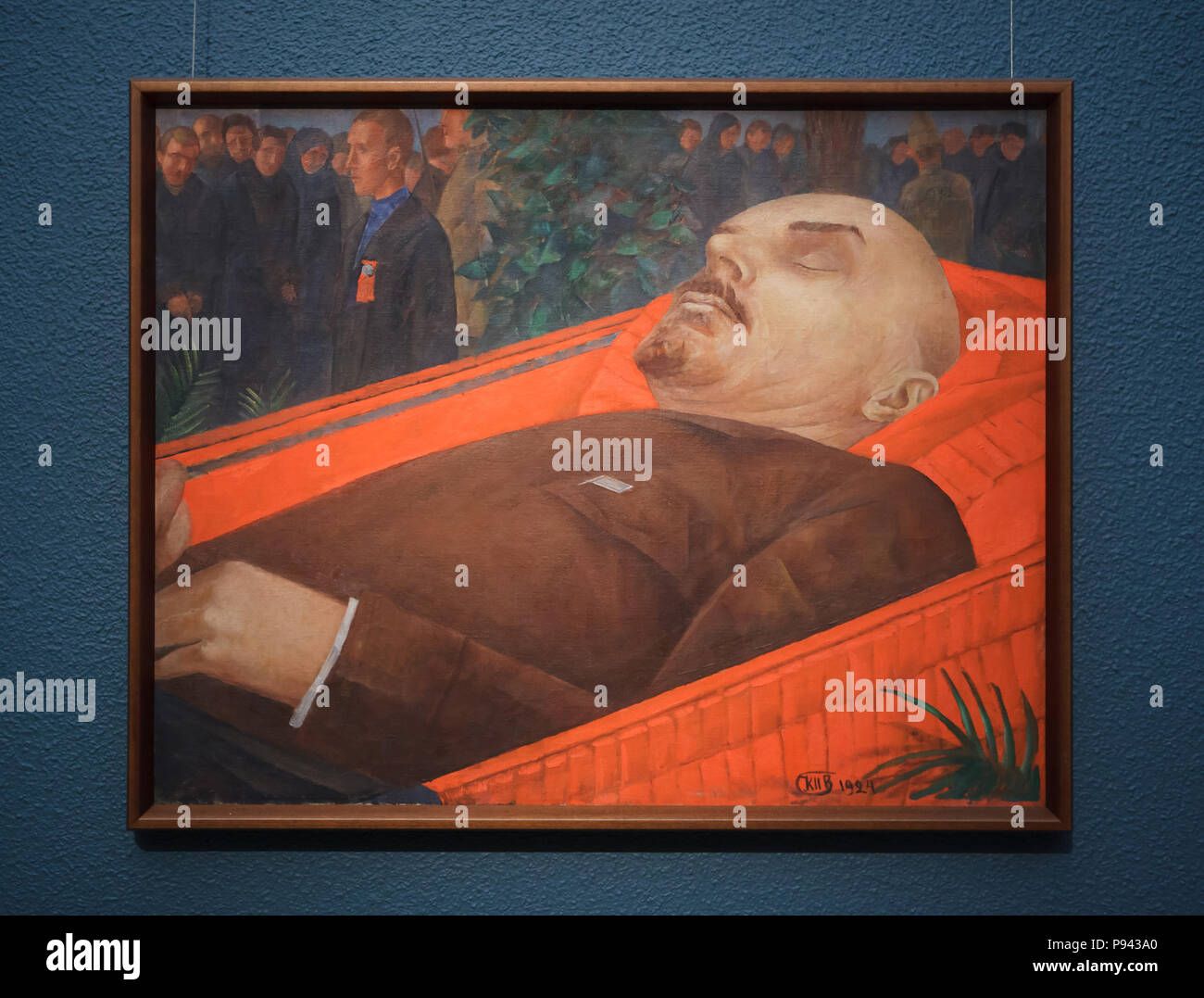 Painting 'By Lenin's Coffin' (1924) by Russian painter Kuzma Petrov-Vodkin on display in the Tretyakov Galley in Moscow, Russia. Stock Photo