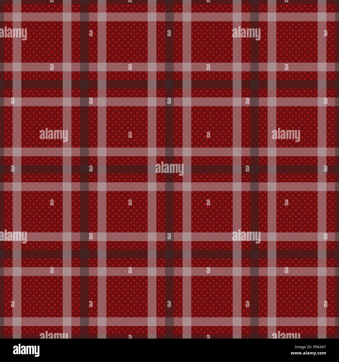 Red Tartan with White and Black Stripes Seamless Background. Vector