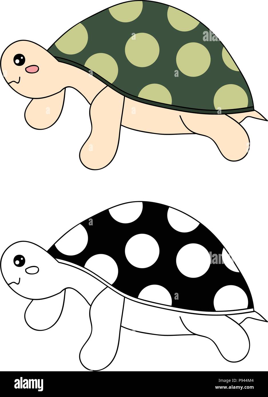 Cute Turtle Vector Illustration. isolated on White Background. Stock Vector