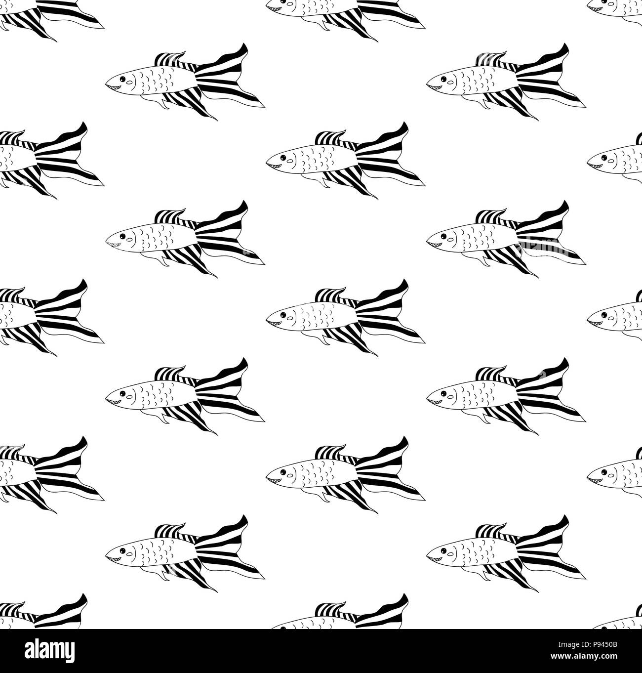 Siamese Fighting Fish on White Background. Vector Illustration. Stock Vector