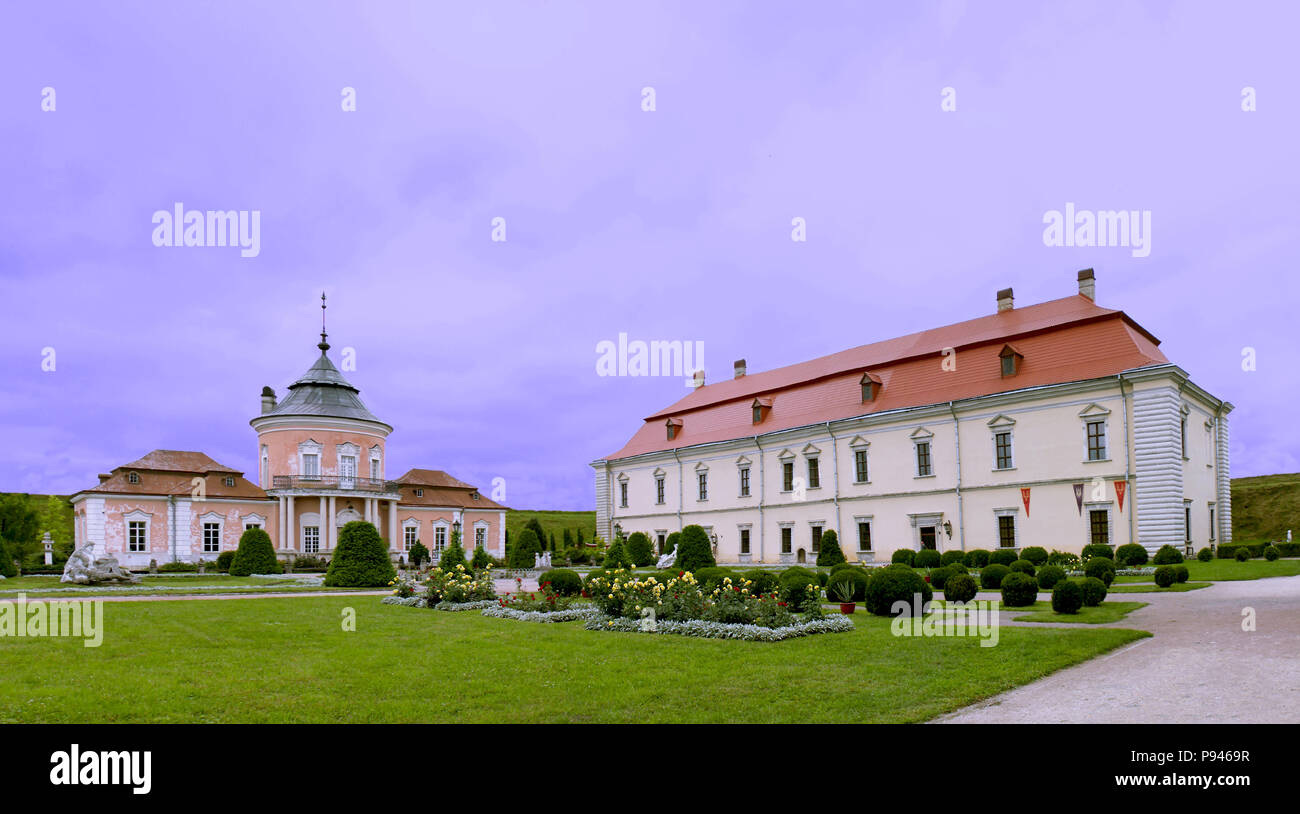 Panoramic view of the garden of castle in Zolochiv, Ukraine JUNE 02 2018. Stock Photo