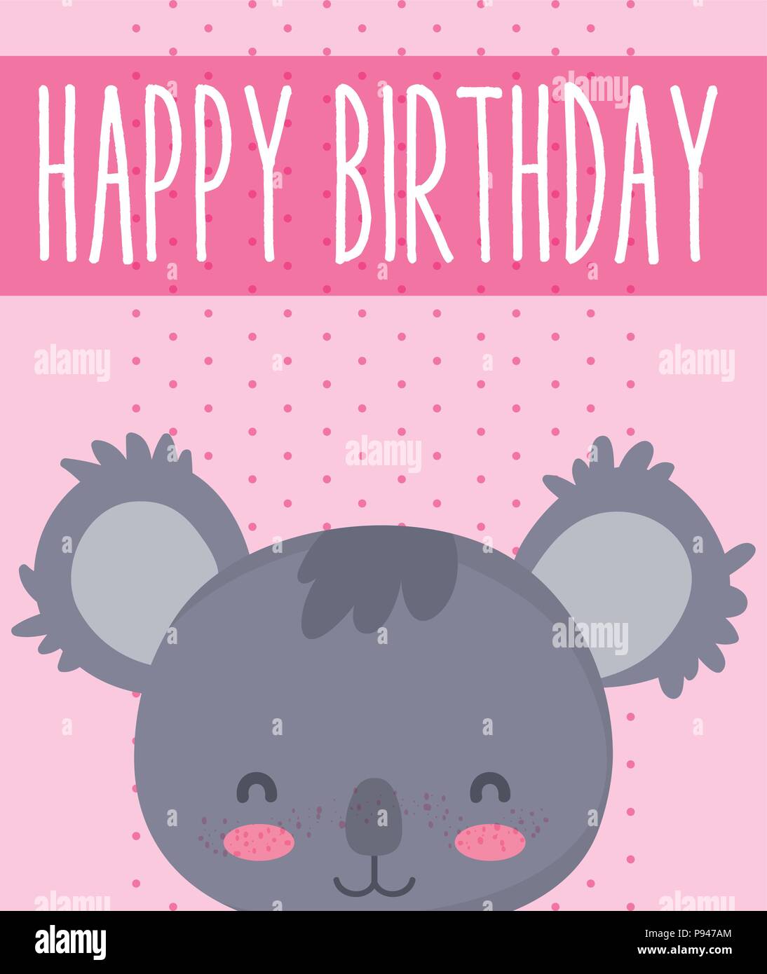 Cute koala happy birthday card cute cartoon vector illustration graphic ...