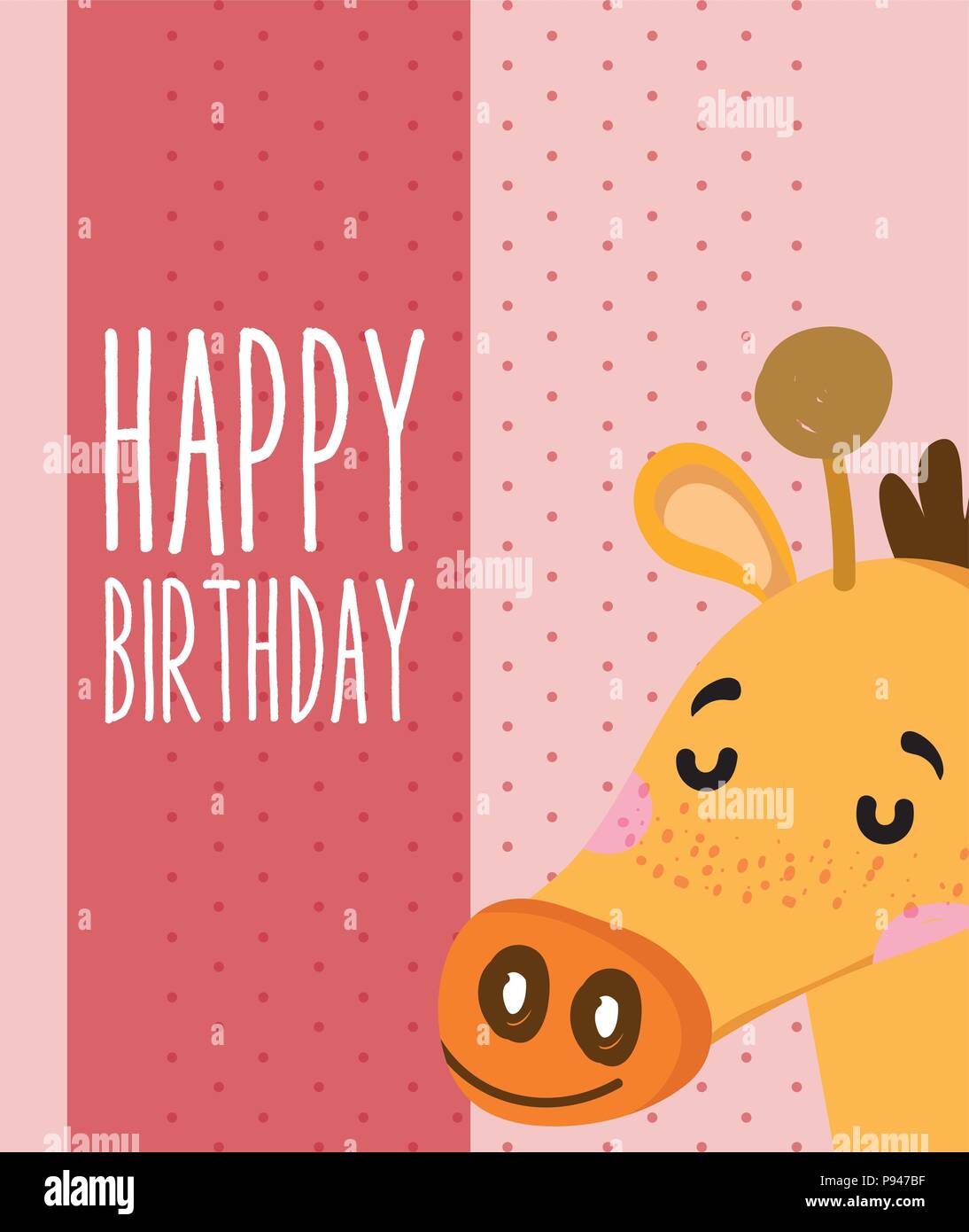 Giraffe happy birthday card cute cartoon vector illustration graphic ...