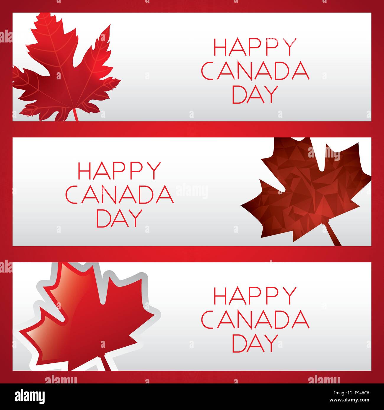 happy canada day card banner with leave maple vector illustration Stock ...