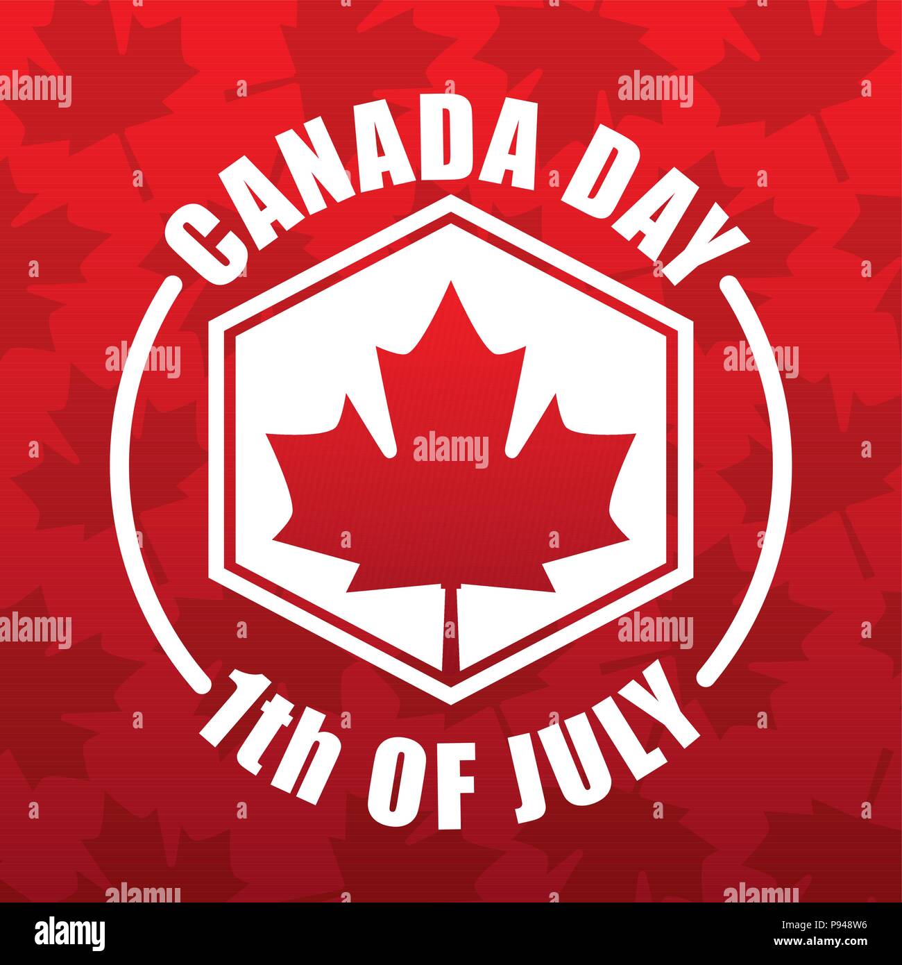 happy canada day card red leave maple background firts july sign vector ...