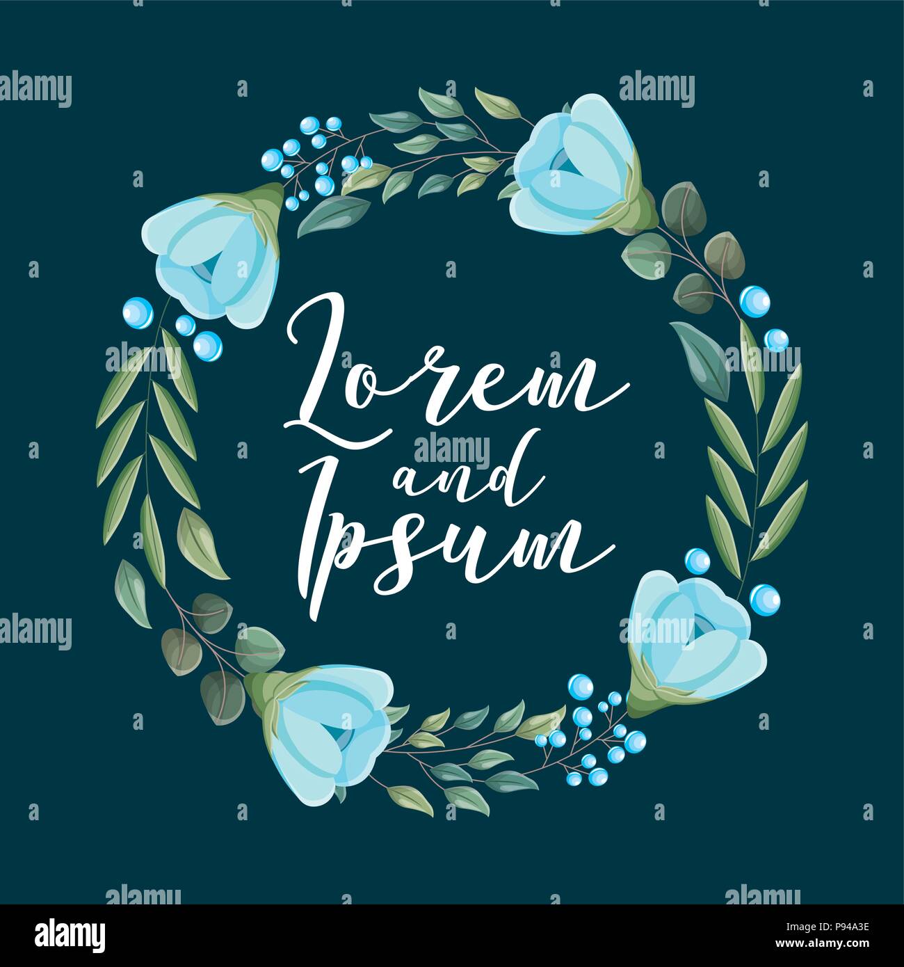 wedding card wreath flowers leaves natural decoration vector ...