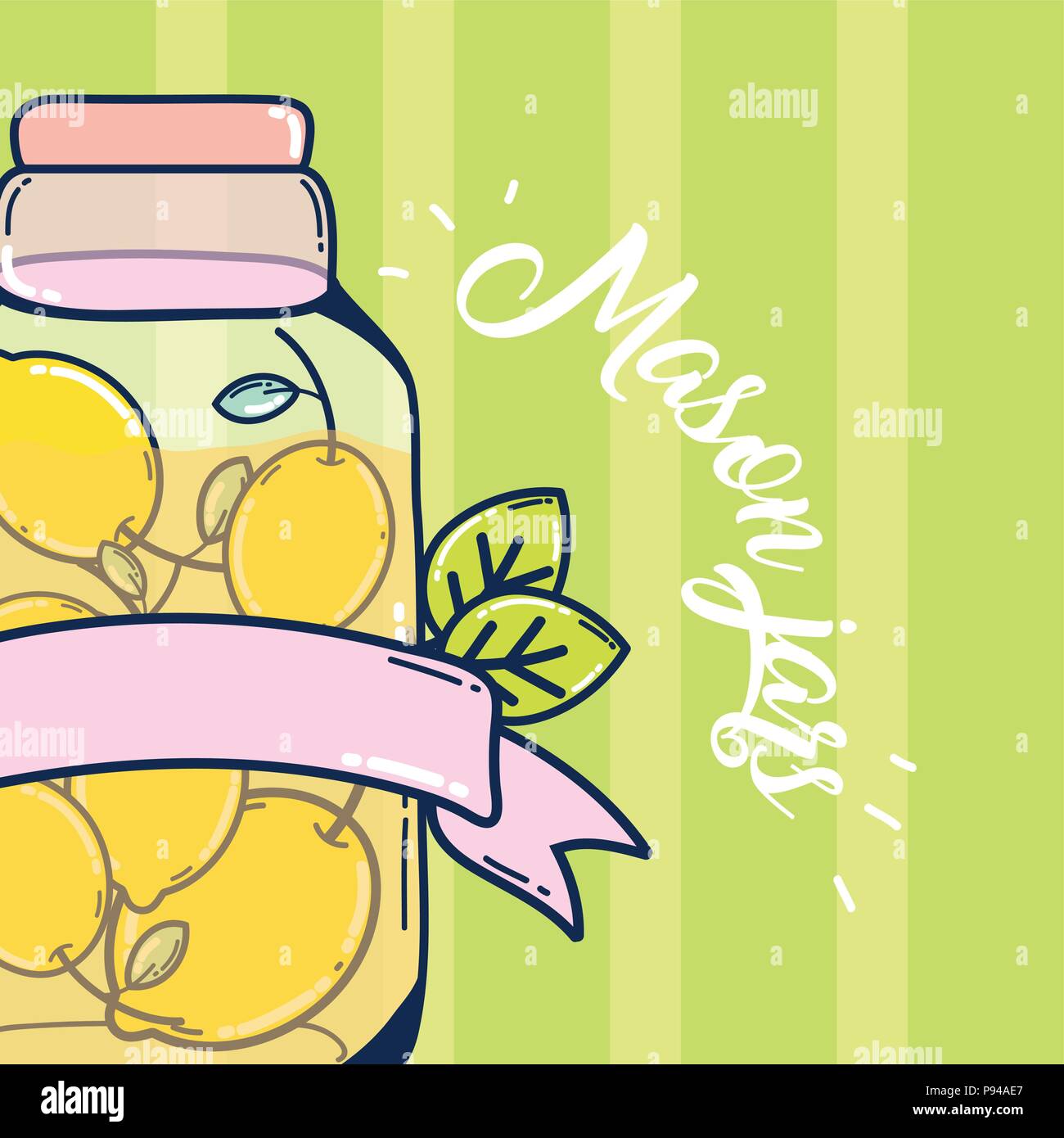 Mason jars lemonade fruits vector illustration graphic design vector ...