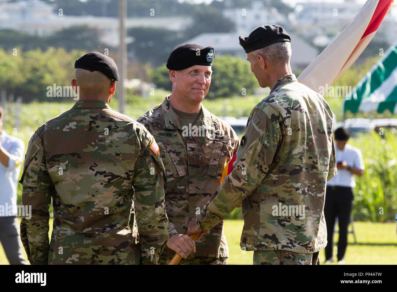 TORII STATION, OKINAWA, Japan – Col. Derek K. Jansen passes the units ...