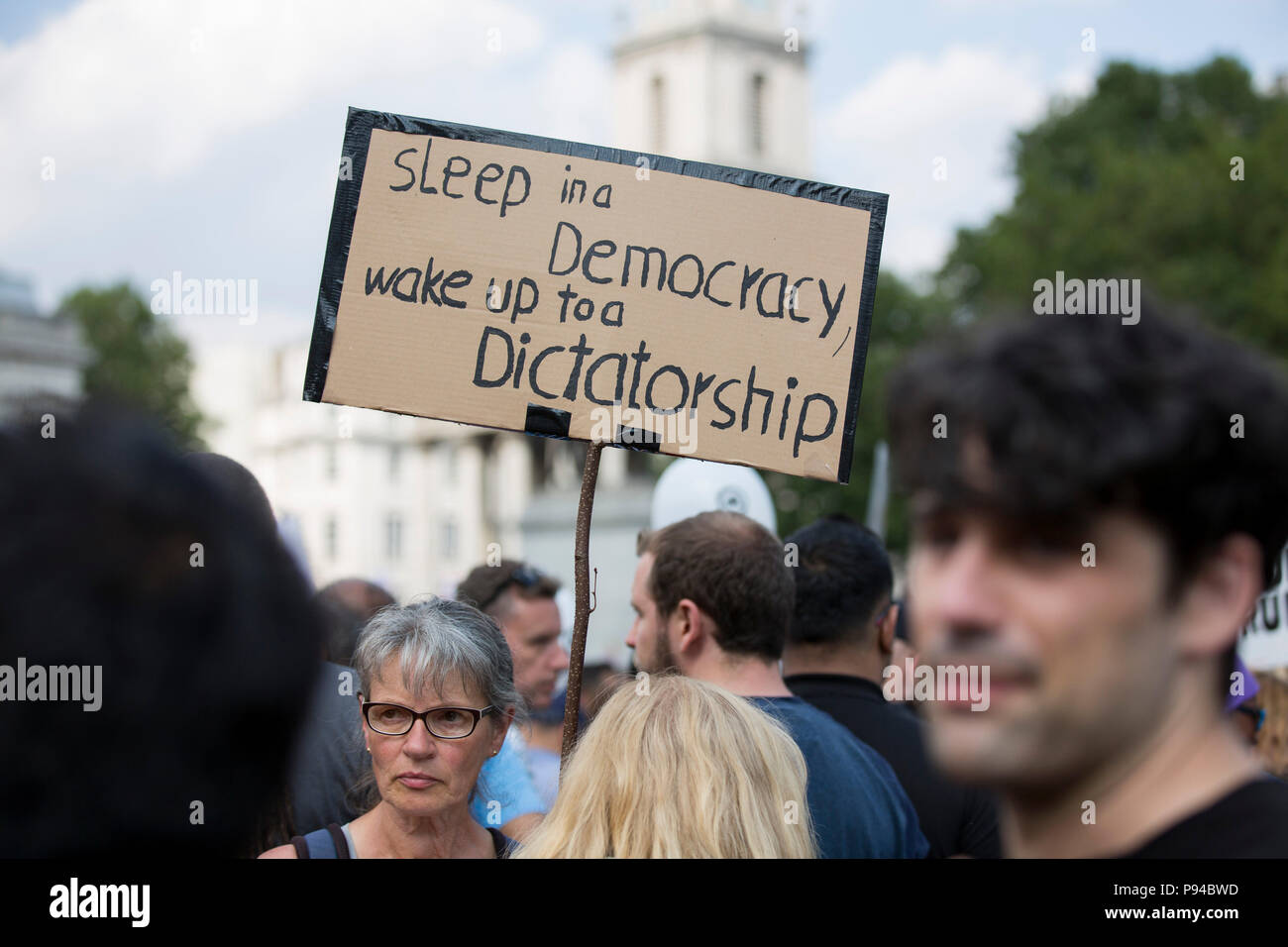 Anti-Trump protest in central London, UK. 12 July 2018. Stock Photo