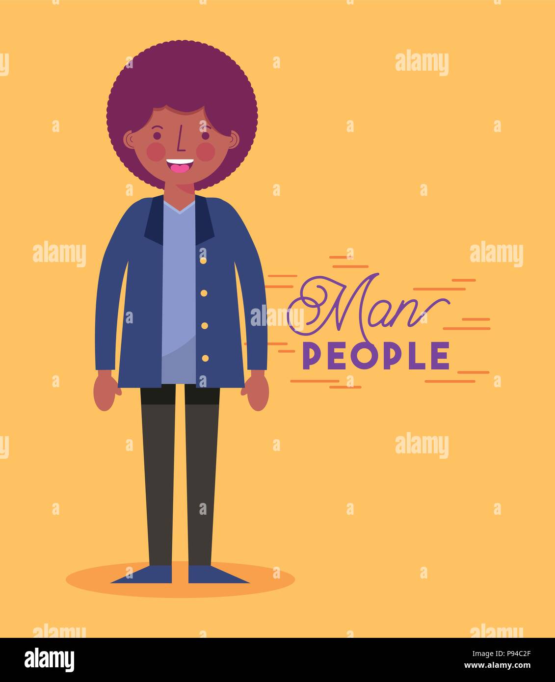 people man character afro jacket smiling vector illustration Stock ...