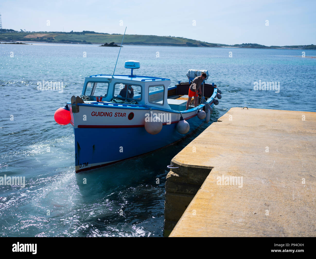 The water taxi's at the Isles of Scilly. Stock Photo