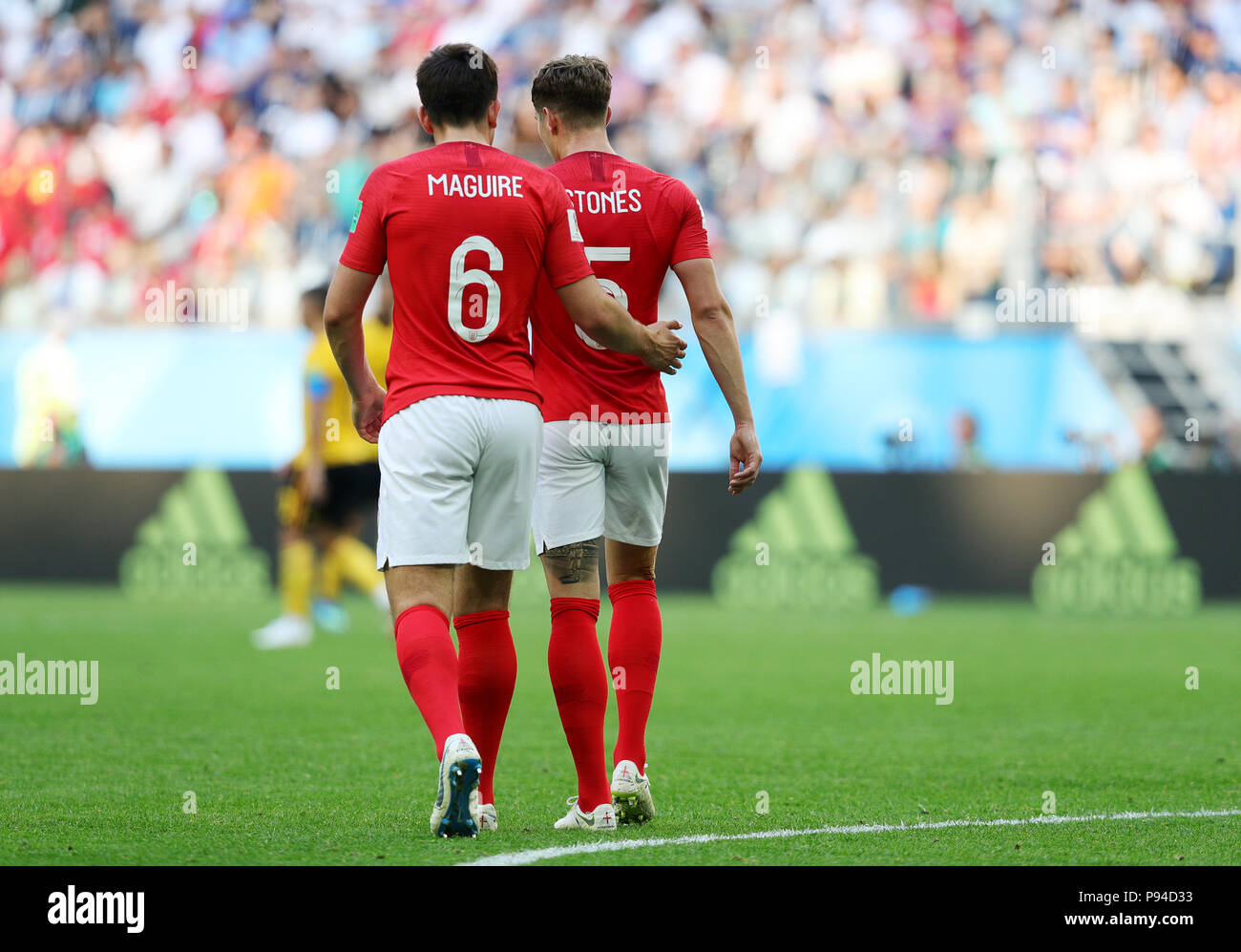England S Harry Maguire Left And John Stones During The Fifa World Cup Third Place Play Off Match At Saint Petersburg Stadium Stock Photo Alamy