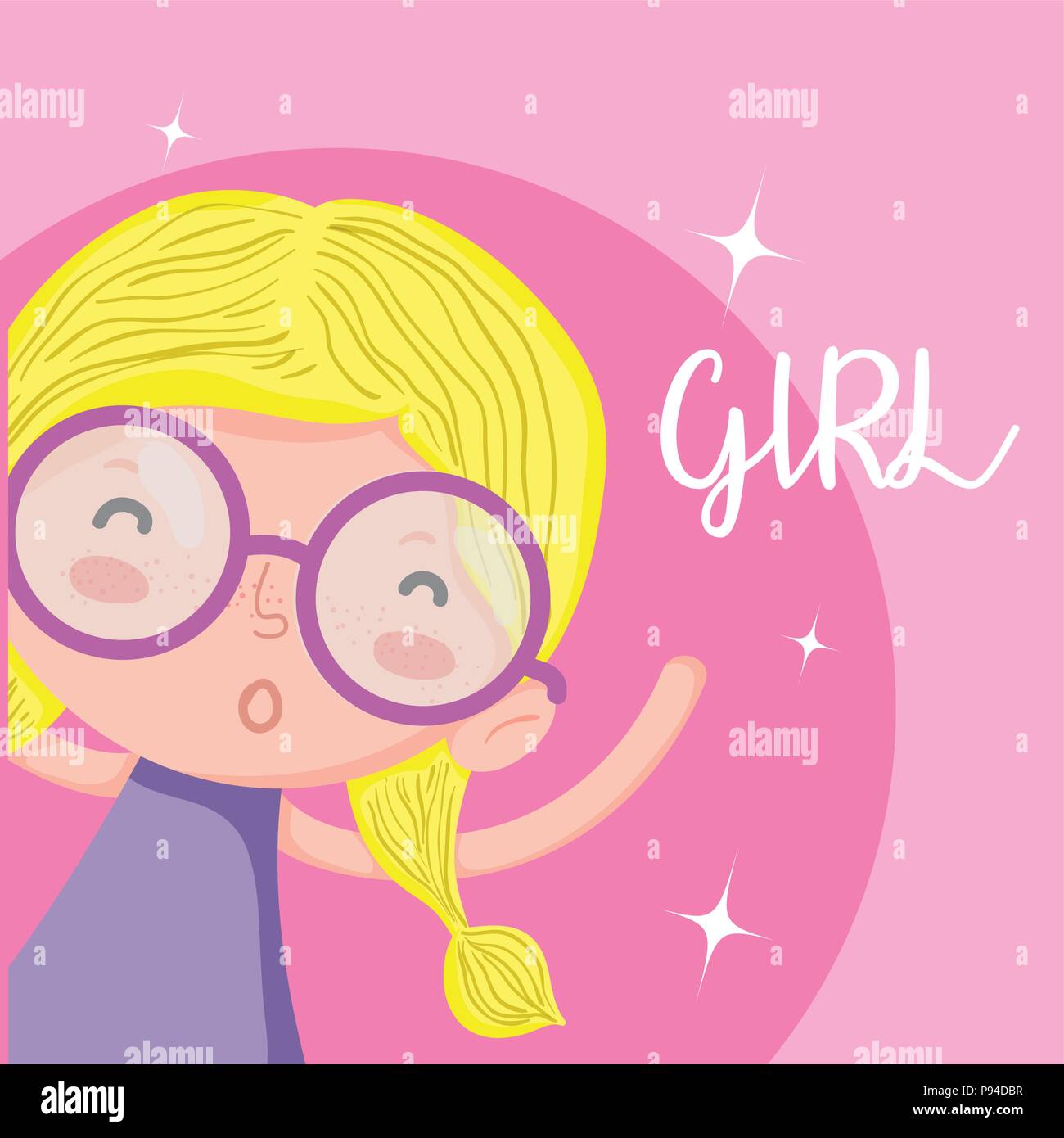 Beautiful and funny girl cartoon vector illustration graphic design