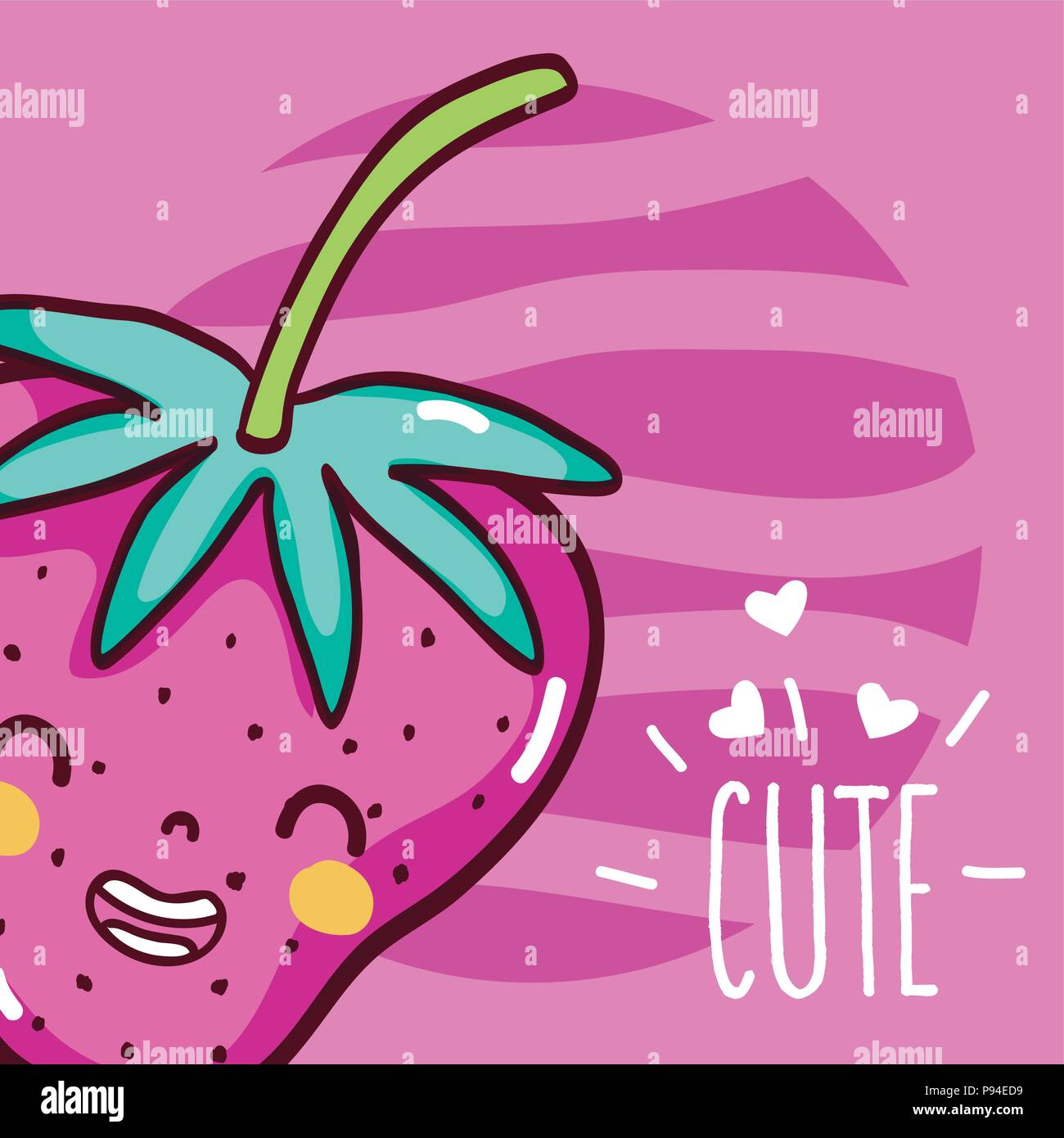 Strawberry cute and funny cartoon vector illustration graphic design
