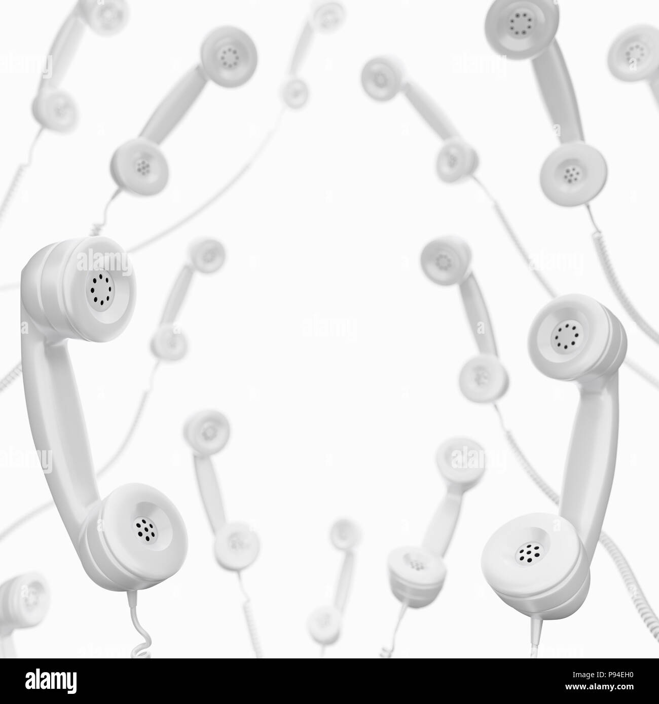 Levitating Phone Handsets Stock Photo