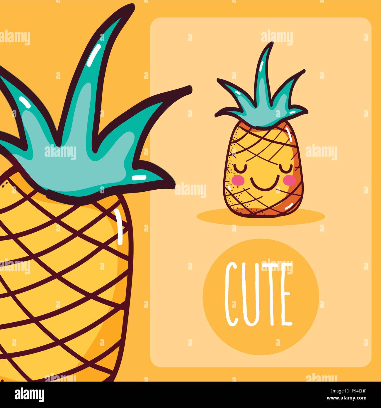 Pineapple cute and funny cartoon vector illustration graphic design ...