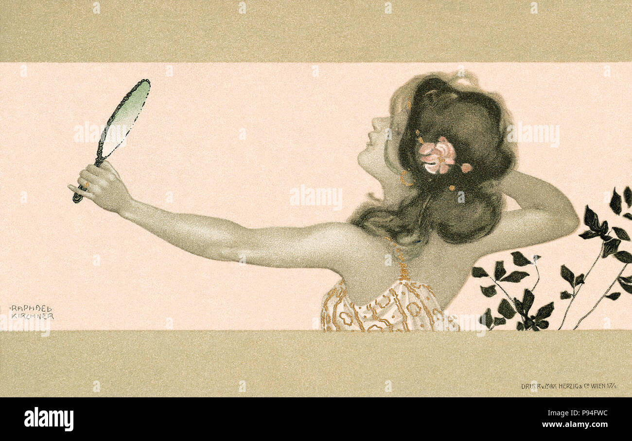 Vintage art nouveau postcard by Raphael Kirchner Stock Photo - Alamy
