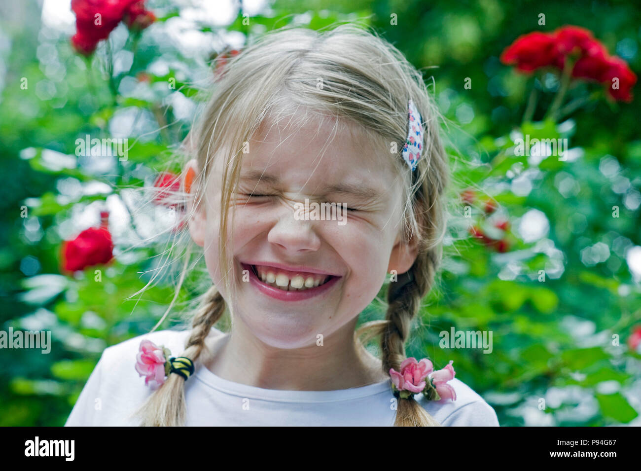 Emma mit Zöpfen. Stock Photo