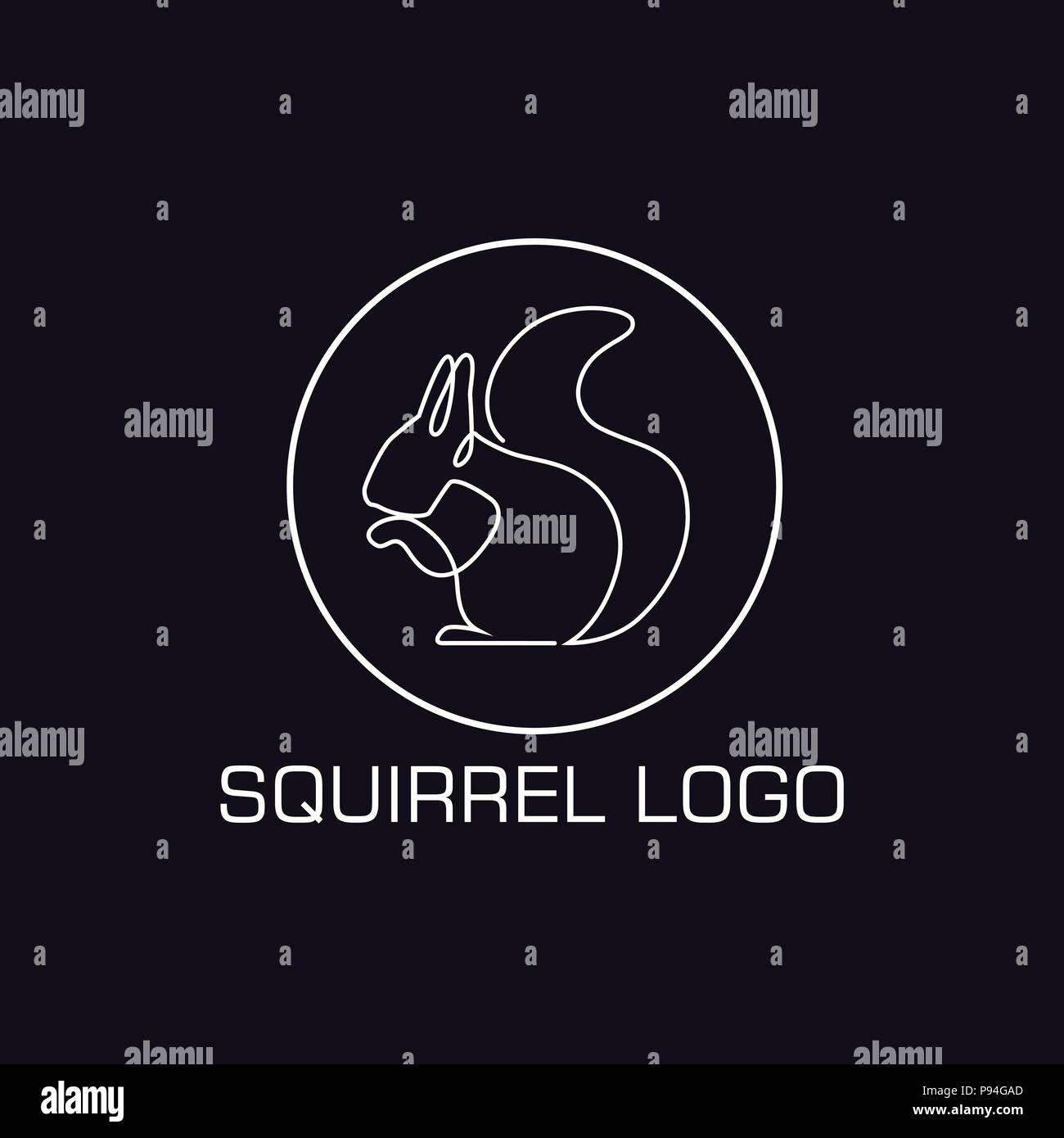 One line squirrel logo Stock Vector
