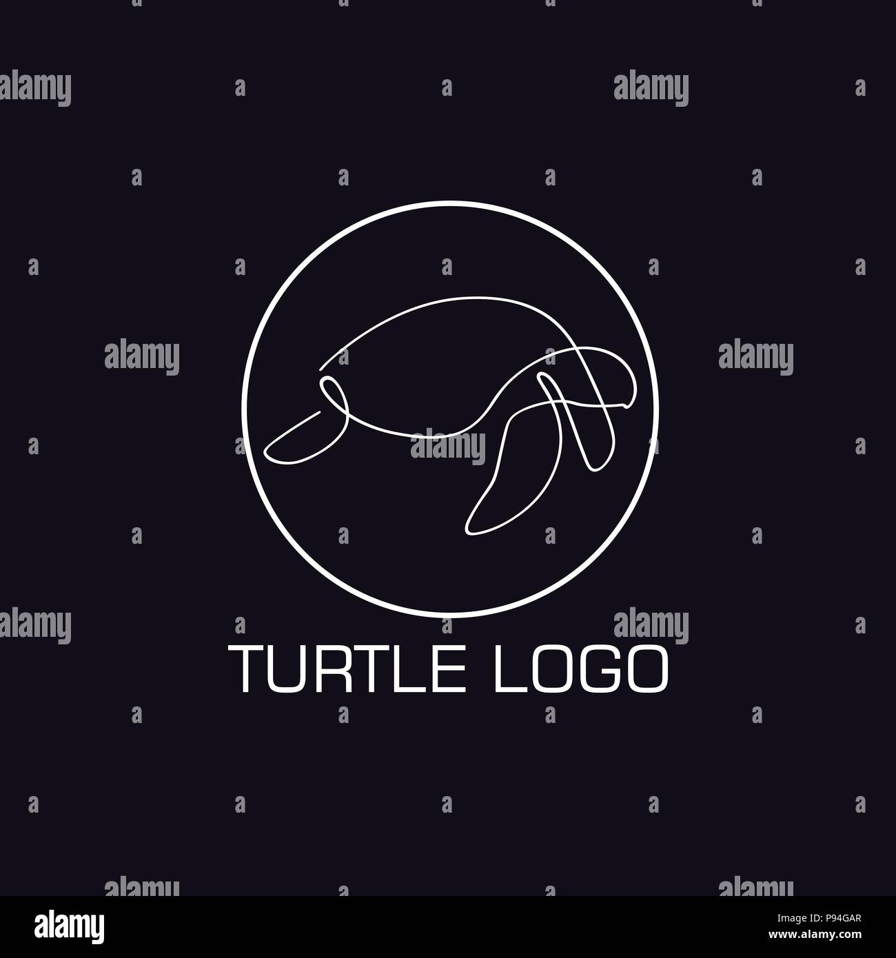 One line turtle logo Stock Vector