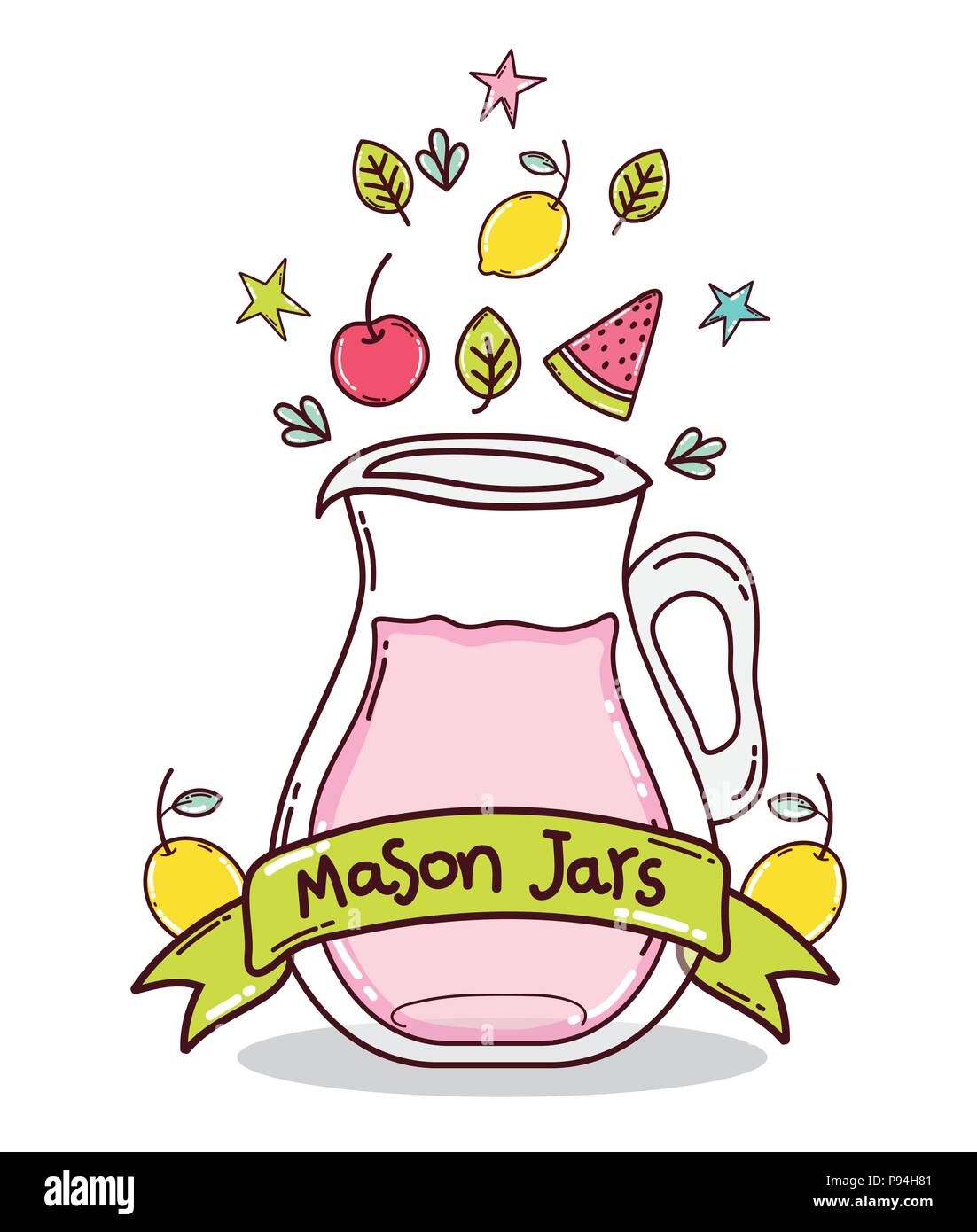 Mason jar fruits juice Stock Vector Image & Art Alamy