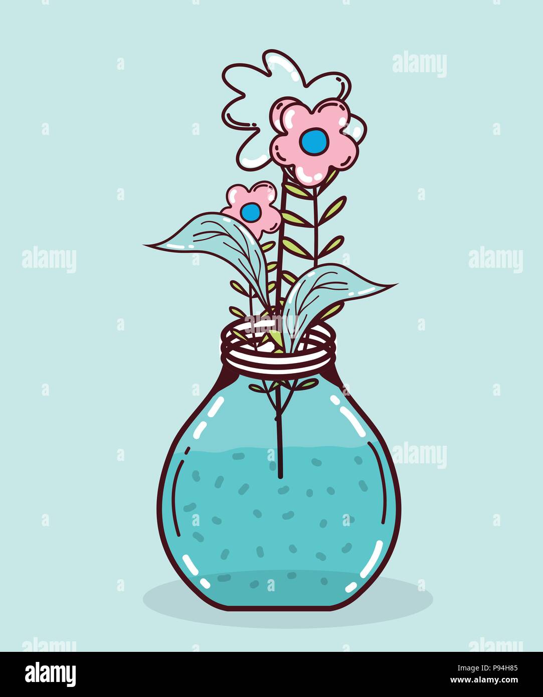 Bouquet flowers in mason jar Stock Vector Image & Art Alamy