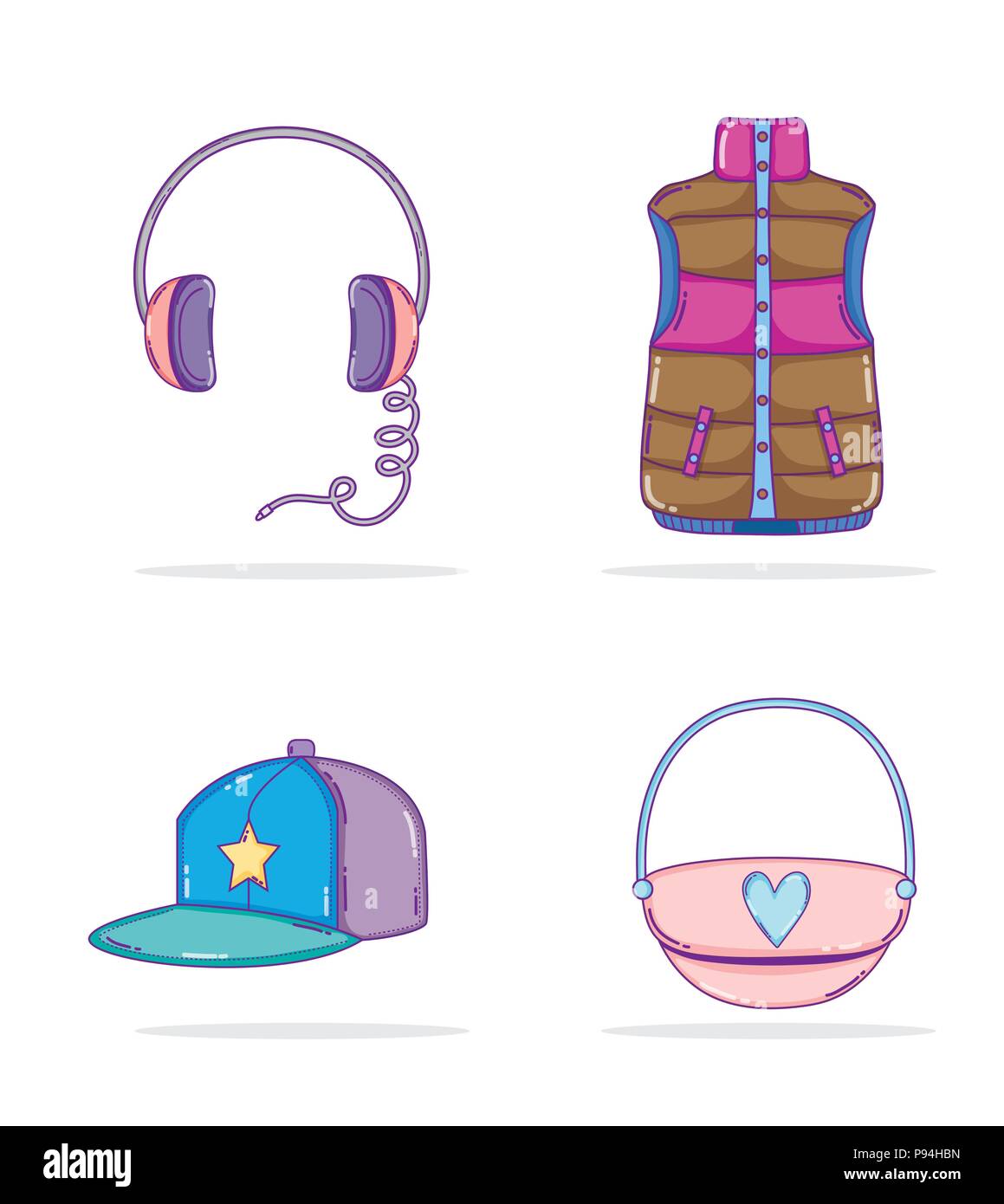 Set of youth culture icons Stock Vector