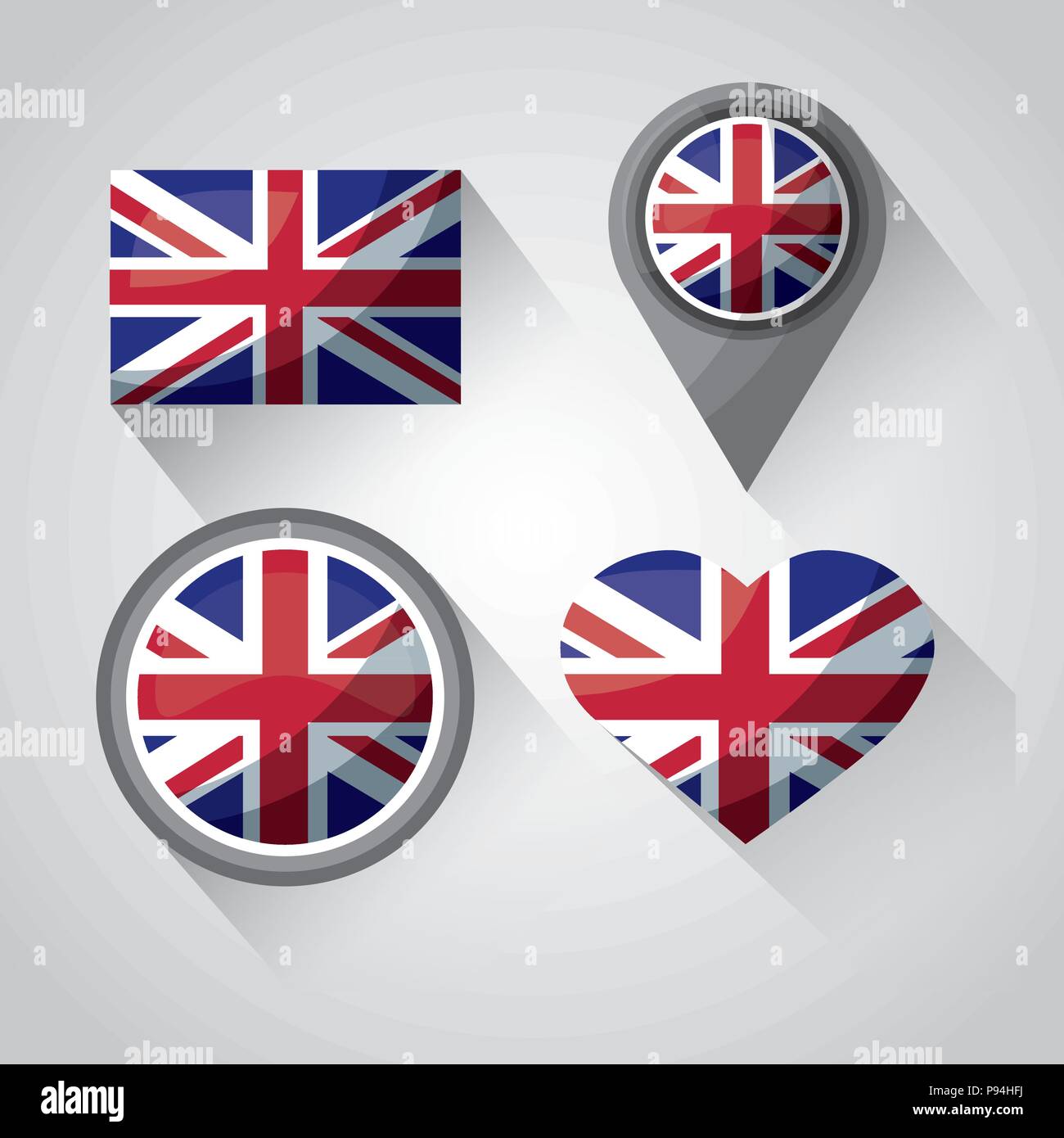 united kingdom hearts location heart london flag vector illustration Stock Vector
