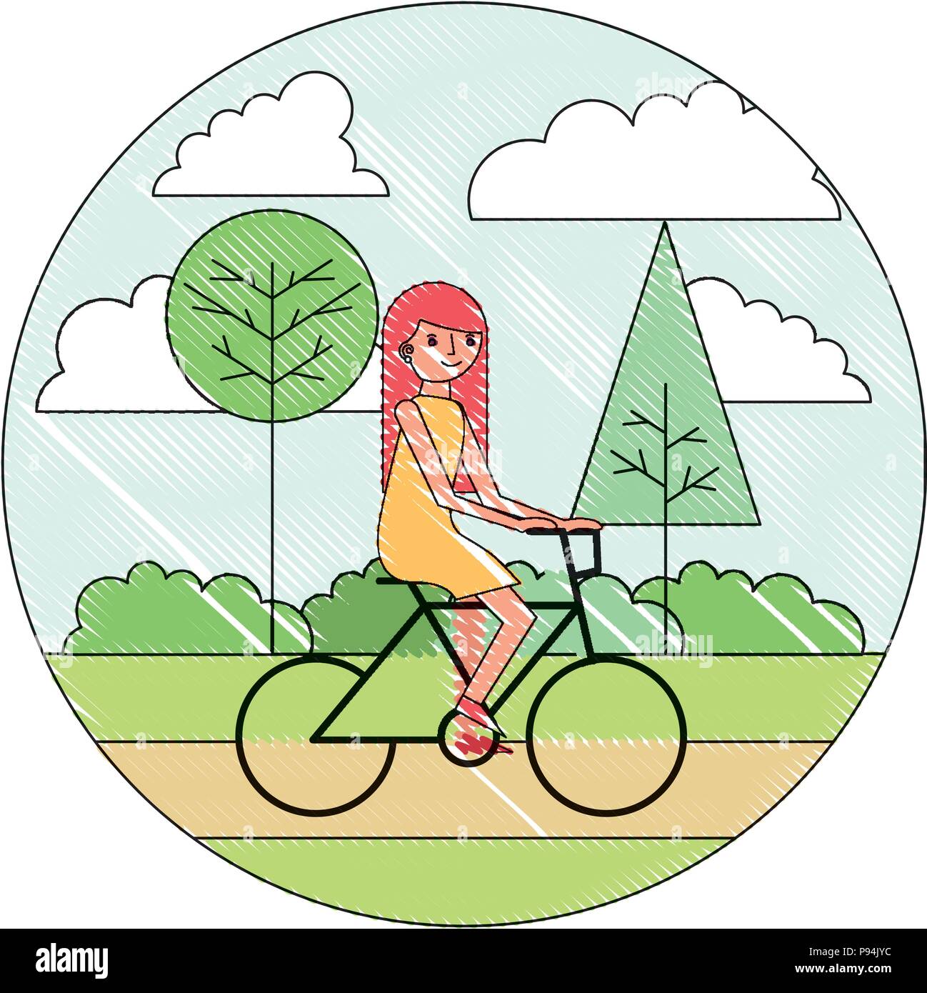 woman cartoon riding bike in the park vector illustration drawing Stock Vector Image & Art - Alamy woman cartoon riding bike in the park vector illustration drawing Stock Vector Image & Art - Alamy