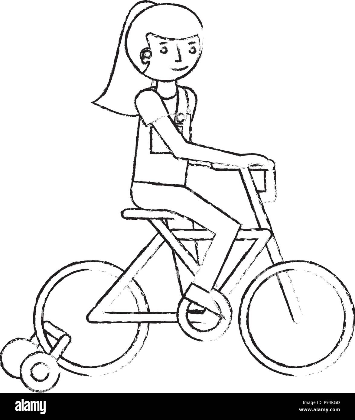 little girl in bicycle with auxiliary rims vector illustration design Stock Vector