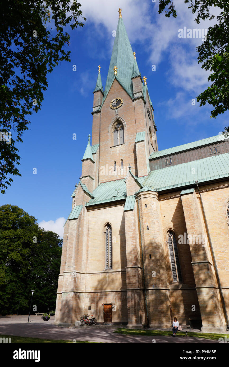 Linkoping, Sweden - August 21, 2017: Exterial view of the Swedish church Linkoping cathedral. Stock Photo
