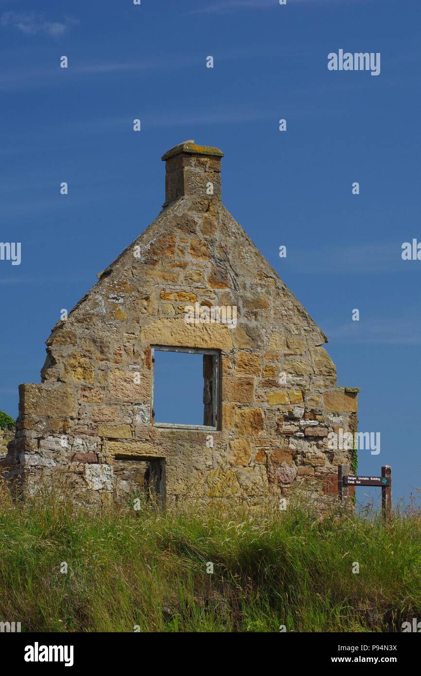 Ruined Cottage on the Fife Coast Path. Boarhills, Fife, Scotland, UK