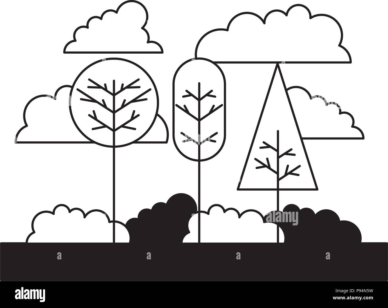 landscape with trees plants icon Stock Vector Image & Art - Alamy